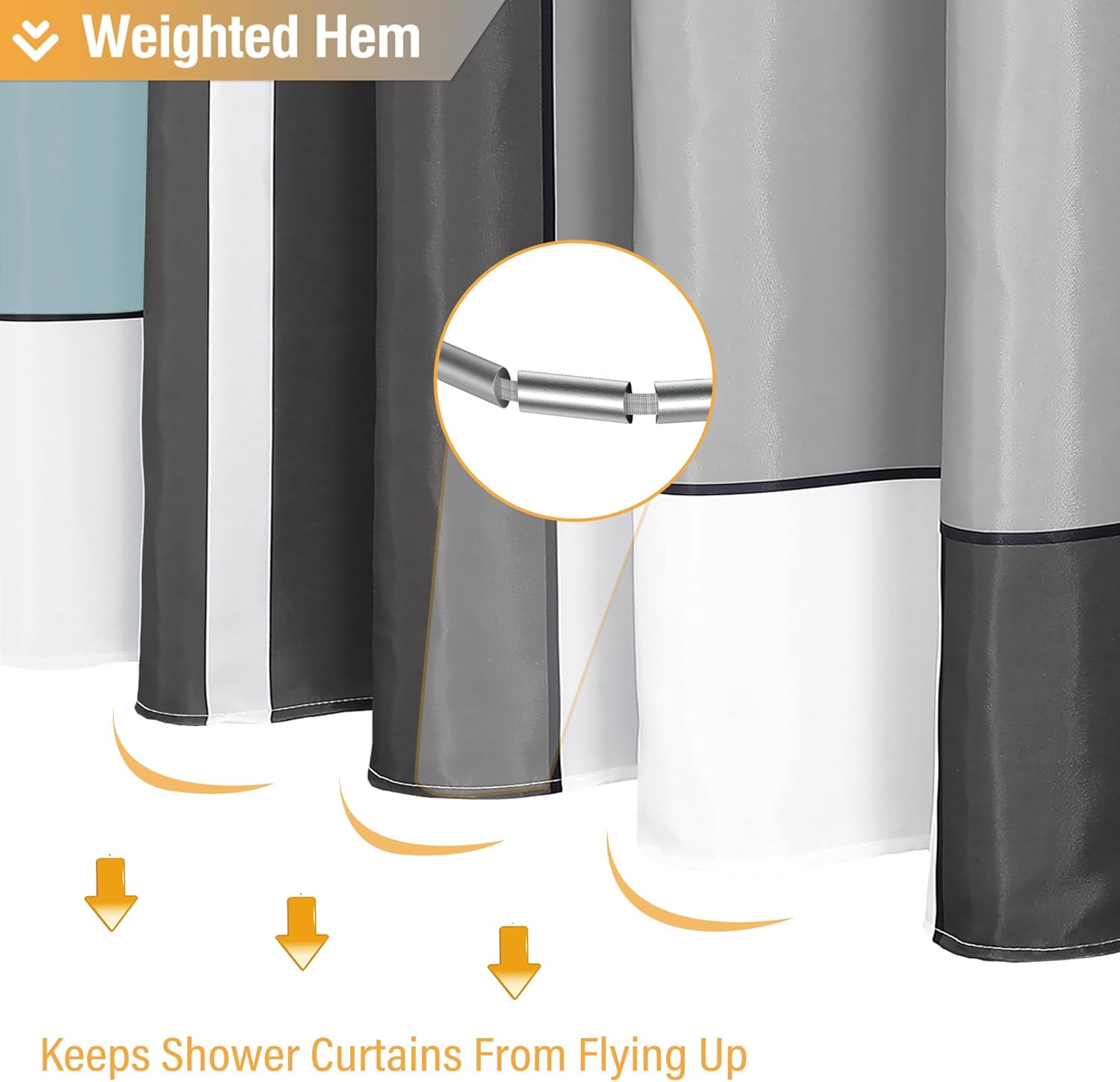 BTTN 78 Inch Long Shower Curtain, Tall Geometric Abstract Fabric Shower Curtain Set with Plastic Hooks, Large Modern Luxury Neutral Cloth Curtains for Bathroom Shower and Bathtubs - 72x78 - Fog Blue