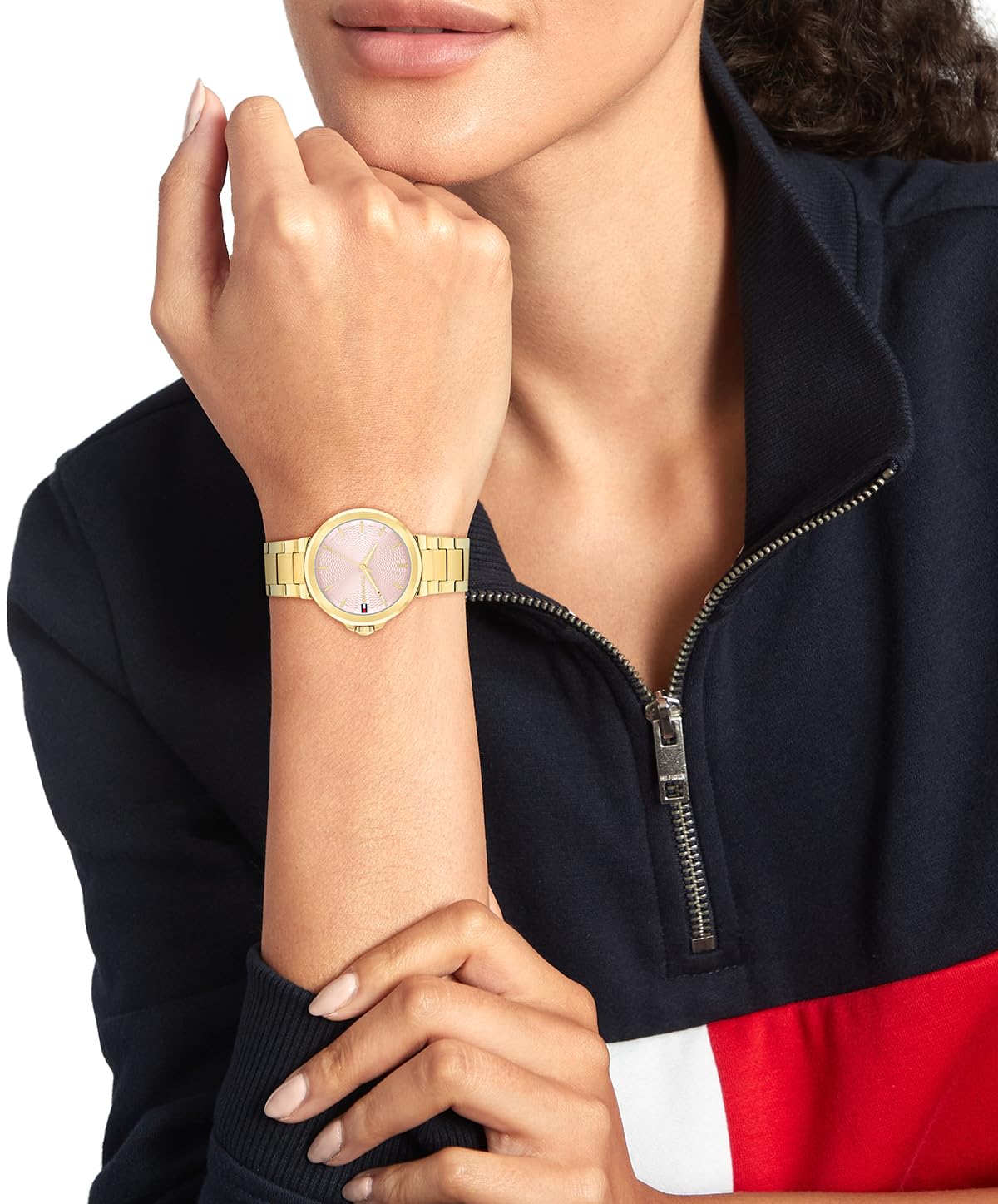 Tommy Hilfiger Zegarek kwarcowy z trzema rękami dla kobiet ze złotą bransoletką ze stali nierdzewnej - 1782779