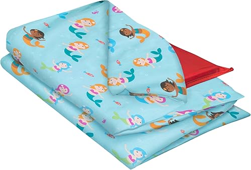 Wildkin Funda de algodón para siesta para niños, suave, solapa cosida, duradera y se adapta a alfombrillas de vinilo de 1.5 pulgadas, sirenas
