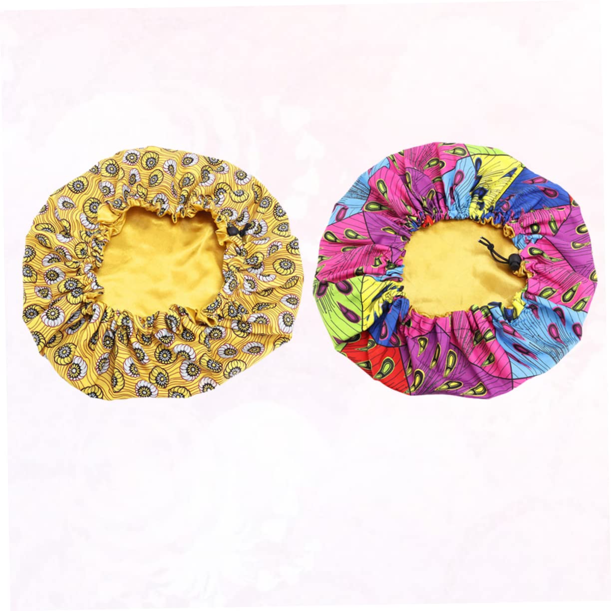3 Set Di Cuffie Da Notte Regolabili Per Bambini A Doppio Con Coulisse Per Bambini Piccoli A Forma Di Crisantemo Quadrato E Pavone 2 Pezzi*3