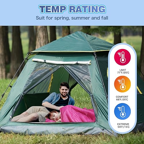Vista 40 de Redcamp - Saco de dormir para niños, para acampada, 32 a 77 grados, 3 estaciones, clima cálido o frío, para niños, niñas y adolescentes, color azul