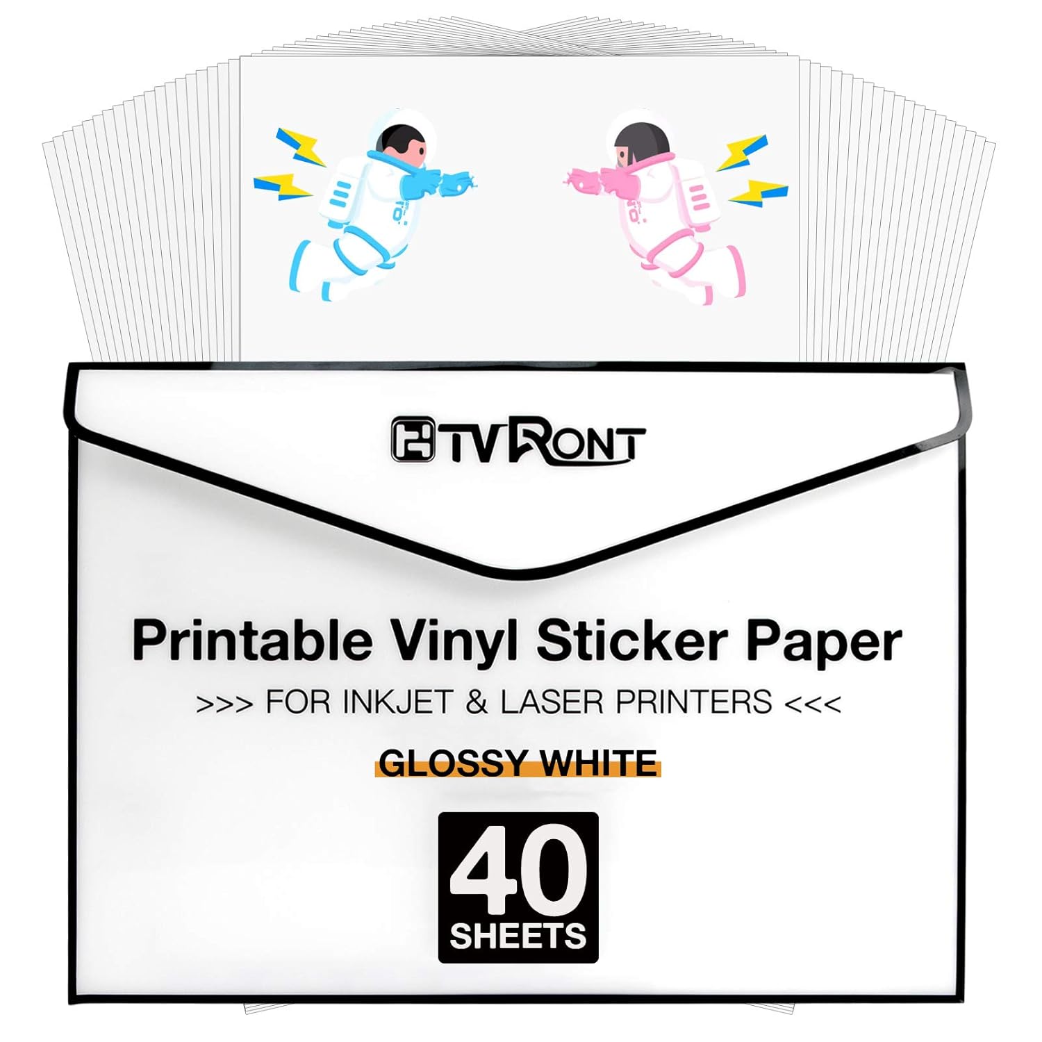 Printable Vinyl for Inkjet Printer & Laser Printer - 40 Pcs Glossy White Inkjet Printable Vinyl Sticker Paper, 8.5"x11" : Office Products