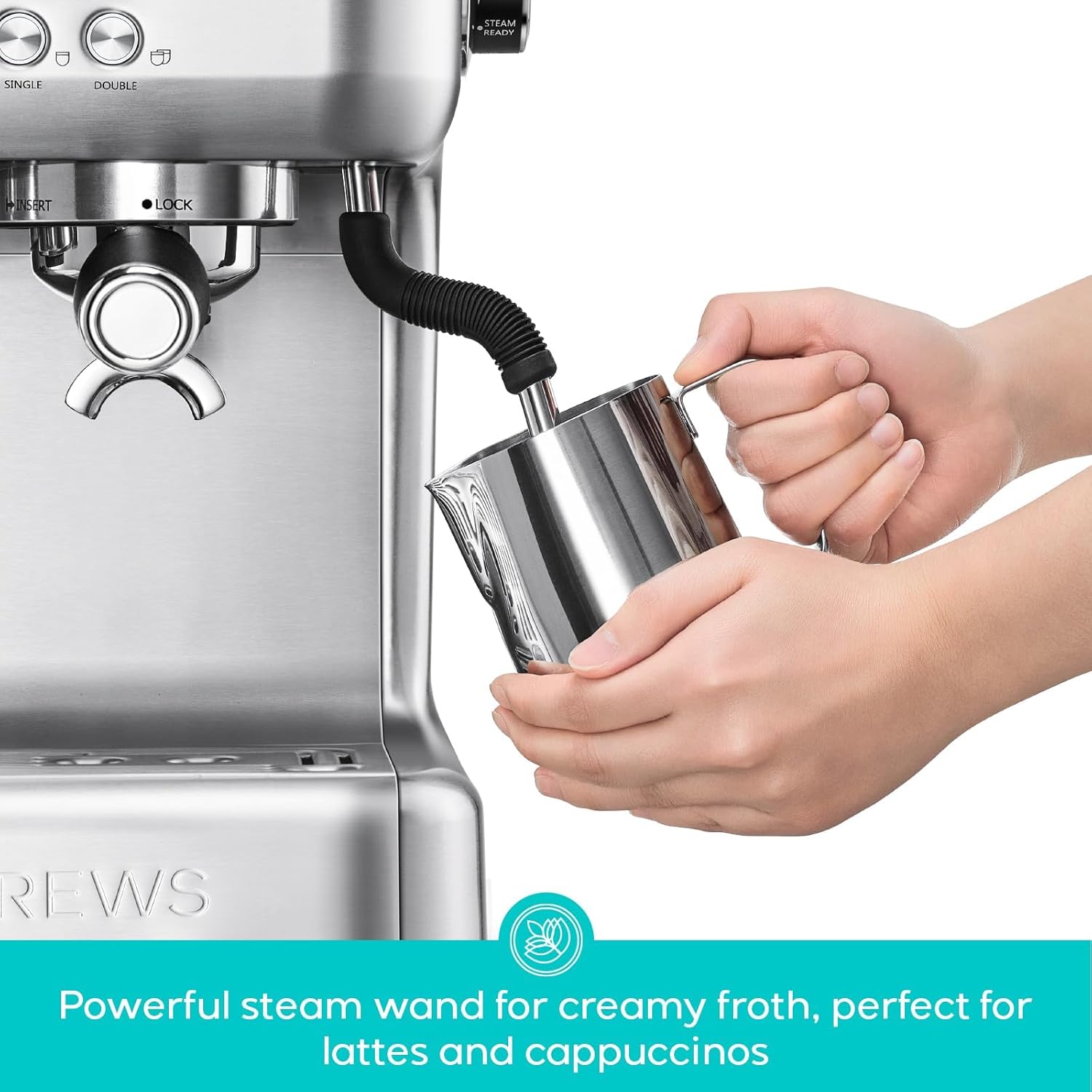 CASABREWS 5700Pro Espresso Machine with Grinder, Professional Coffee Maker with Milk Frother Steam Wand, Barista-Quality Cappuccino Latte Machine with LCD Display, Great for Coffee Enthusiasts