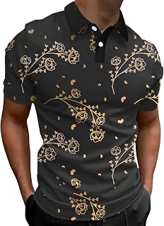 BGFIIPAJG Mens Running Clothes Casual Short Sleeve Turndown Neck Printed T Shirts Top Blouse Long Sleeve Shirt Woken Long Sleeve Polo Shirts Mens Shirts Golf Polo Shirts for Men Funny