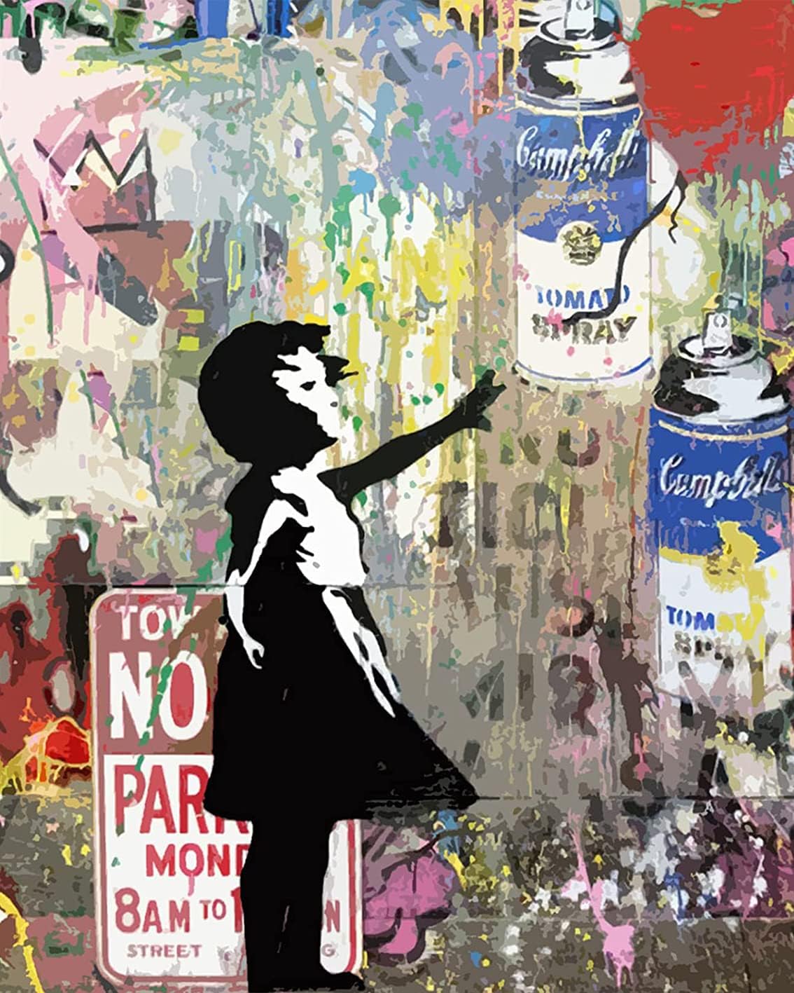 TISHIRON Girl Graffiti Paint by Numbers Kit for Adults - 16x20 Inch, Acrylic ...