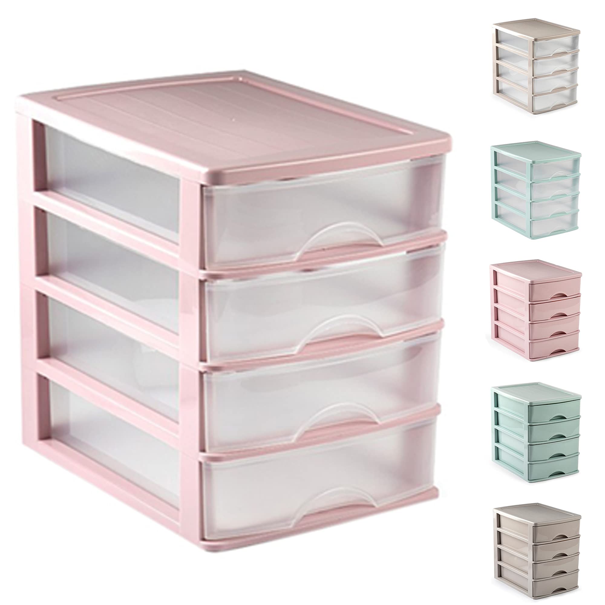 3 Drawers Plastic Desktop Storage Unit with Drawers, Stationary Arts Drawer Desktop Tabletop Organiser Storage Tower Unit for Office Bedroom Garage (17 x 13.5 x 17cm, Black with Clear Drawers) — view 8