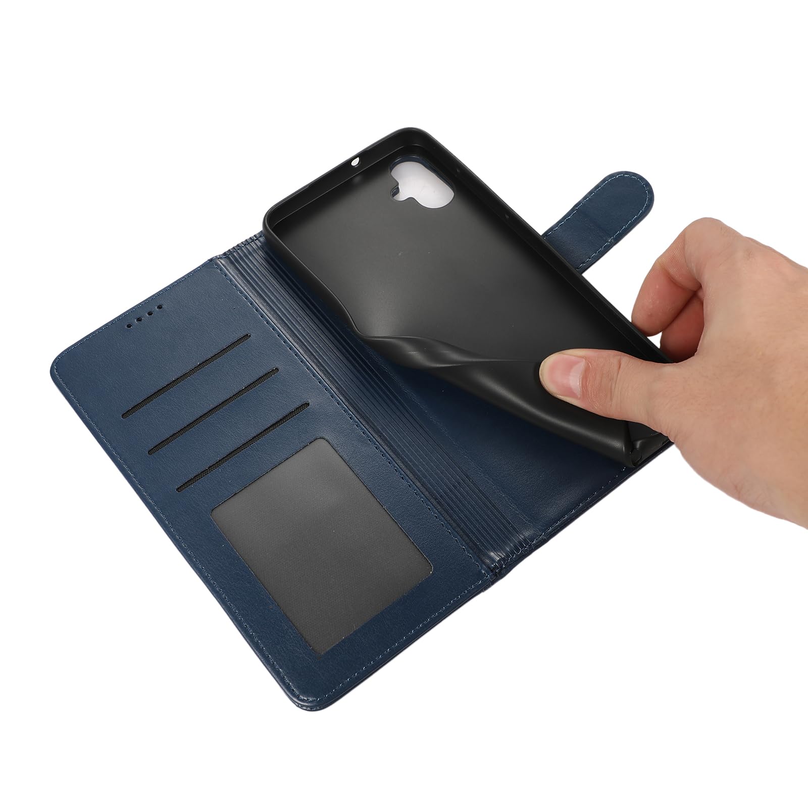 SMYTU Custodia per Samsung Galaxy A05 4G (6,7") + Vetro Temperato,Cover a Libro Samsung Galaxy A05 4G,Custodia Flip in Pelle Magnetica Portafoglio Per Samsung Galaxy A05 4G - Blu