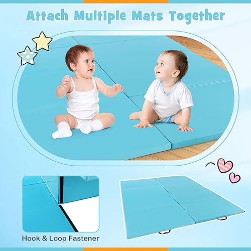 Vista 160 de Giantex 4'x10'x 2" Gymnastics Mat, 4-Panel Folding Aerobics Exercise Mat w/Hook & Loop Fastener, Carrying Handle, Portable Tumbling Mat for