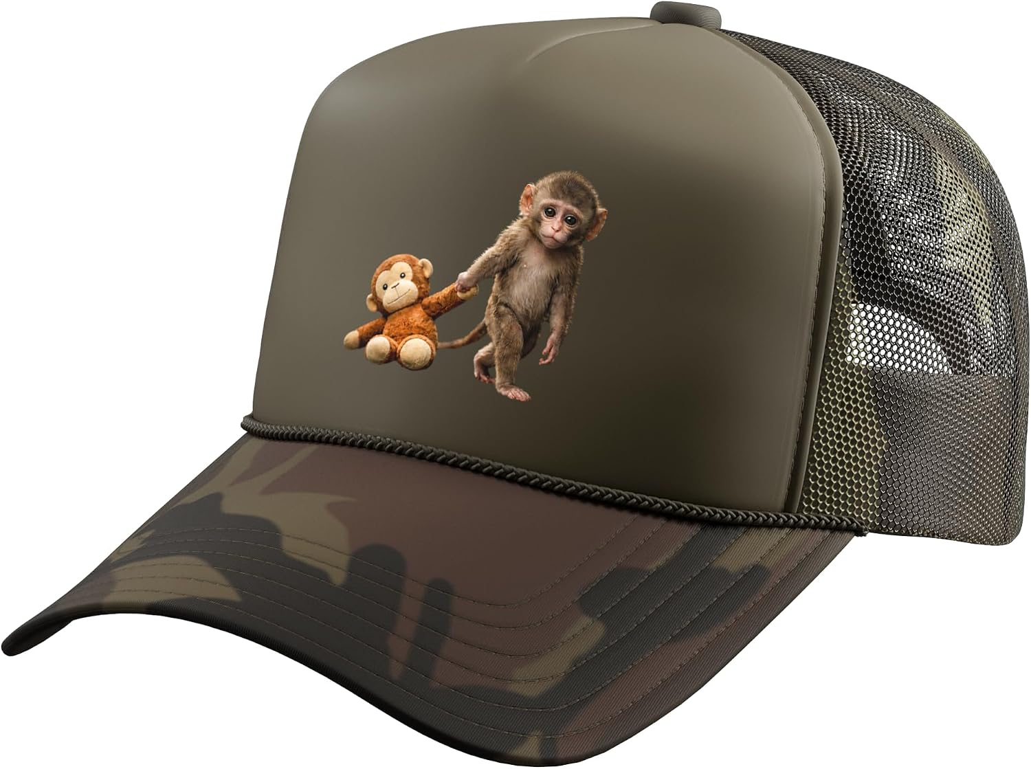 Baby Monkey Punch Plush Cute Monkey Japan Zoo Punch Monkey Trucker Hat with Adjustable Mesh Back