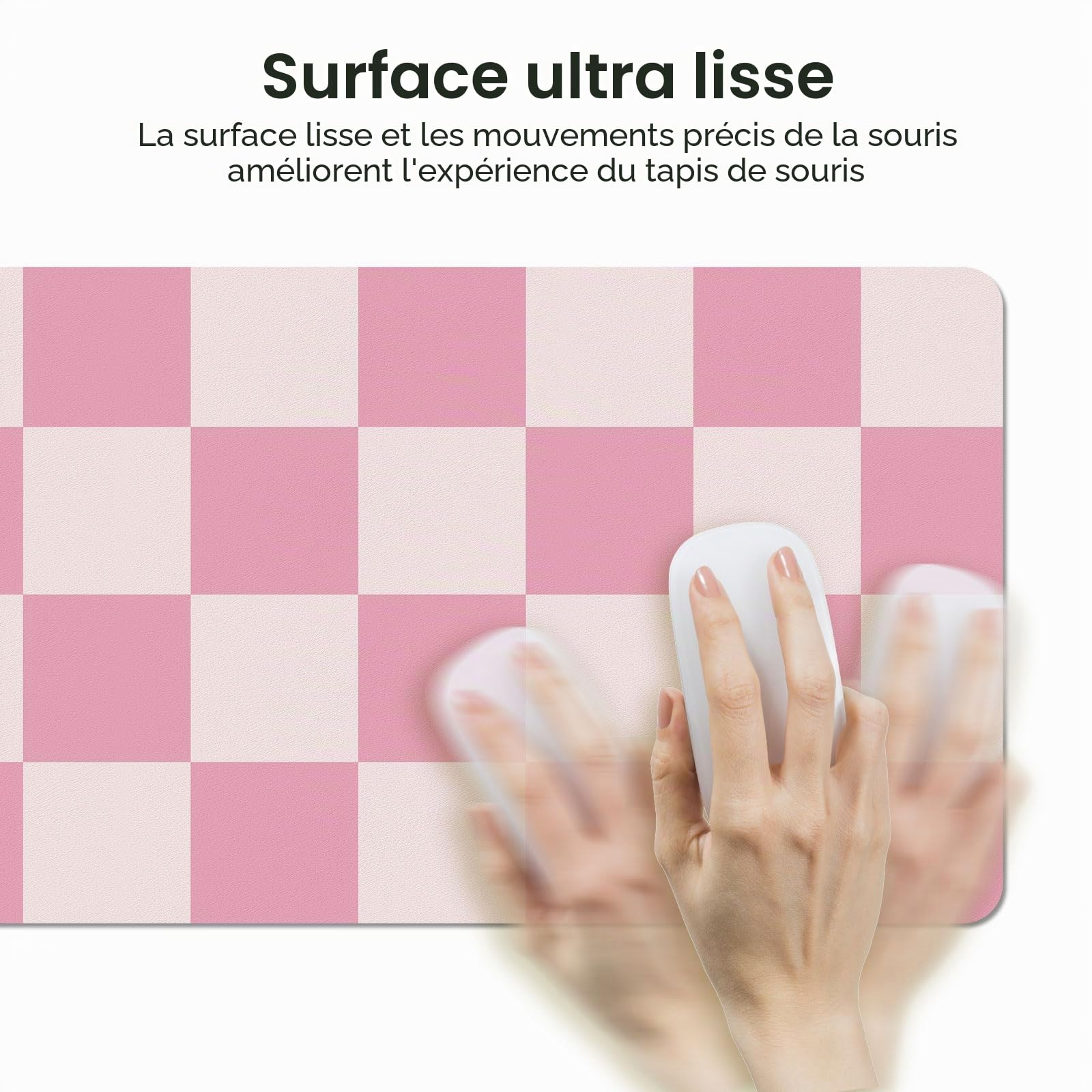 Tapis de Bureau en Cuir Rose Antidérapant Imperméable pour Souris et Clavier