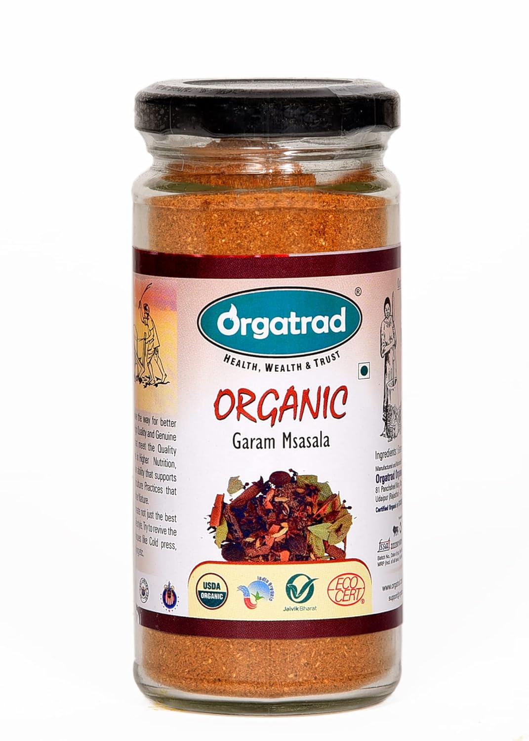 Organic Garam Masala by ORGATRAD ORGANIC 100g USDA Organic Certified Blend of 16 Pure