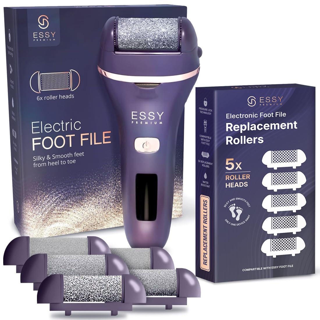 Essy Lima Elettrica Per Piedi E 5 Rulli Di Ricambio Aggiuntivi Bundle
