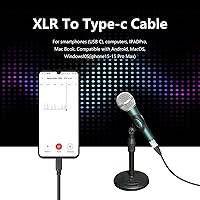 Vista 4 de Cable de micrófono XLR hembra de 3.3 pies a USB C, USB C a XLR para micrófono dinámico iPhone 15, iPad, portátil, tableta