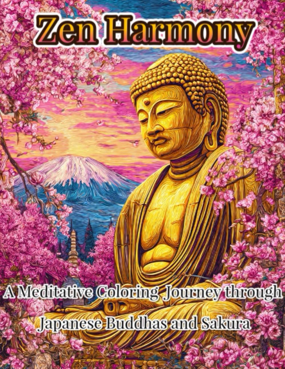Ukiyo-e Zen Harmony: A Meditative Japanese Coloring Book: 30 Exquisite Illustrations of Sacred Buddhas and Sakura - Single-Sided Pages to Prevent Bleed-Through