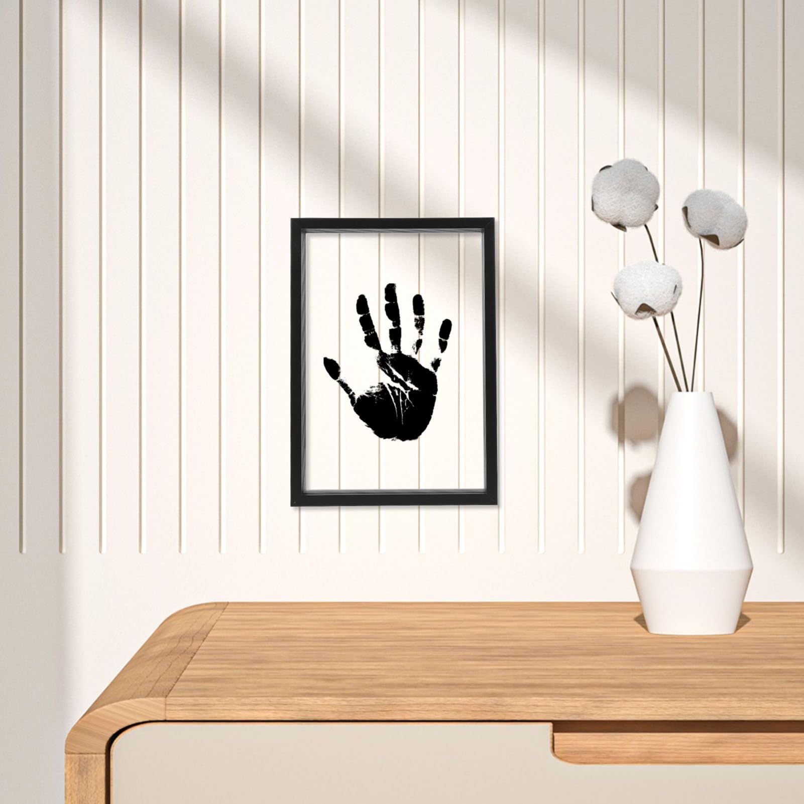MAGICLULU Holz Fotorahmen für Familien Handabdrücke Selbstgemacht Kunstdruckrahmen mit Klarem Acryl und Ständer Freistehend für Tischdeko als Erinnerung