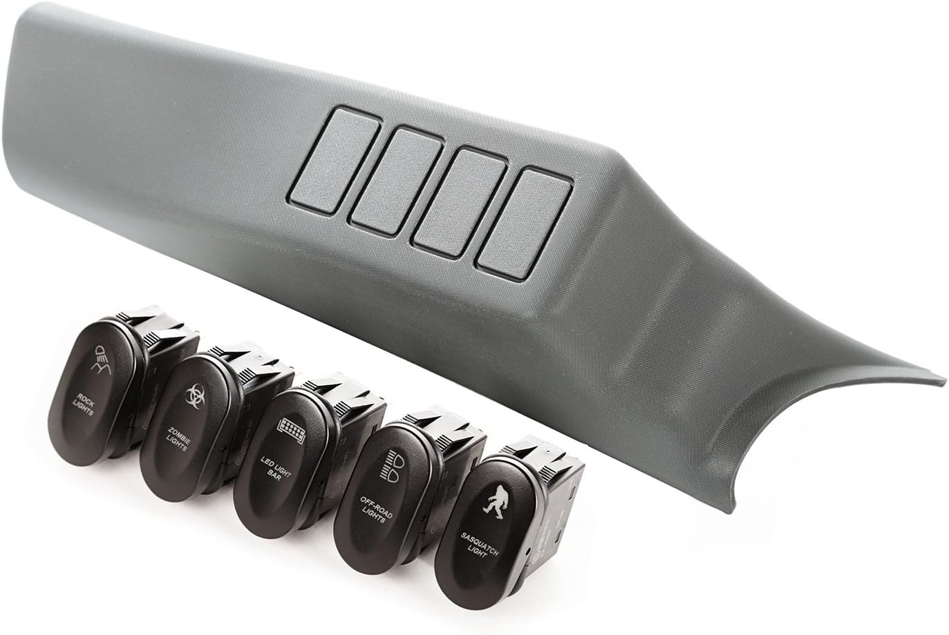 Rugged Ridge Switch Pod for Jeep Wrangler JK | Thermoplastic Olefin (TPO), Black | 17235.70 | Fits 2007-2010 Jeep Wrangler JK
