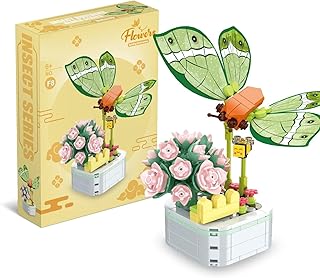 ألعاب مكعبات بناء باقة زهور صناعية وحيوانات من تويز لاند صغيرة 226 قطعة مجموعة النبات لعمل ديكور المنزل بنفسك هدايا عيد ميلاد للنساء والبالغين والأطفال نباتات عصارية فراشة