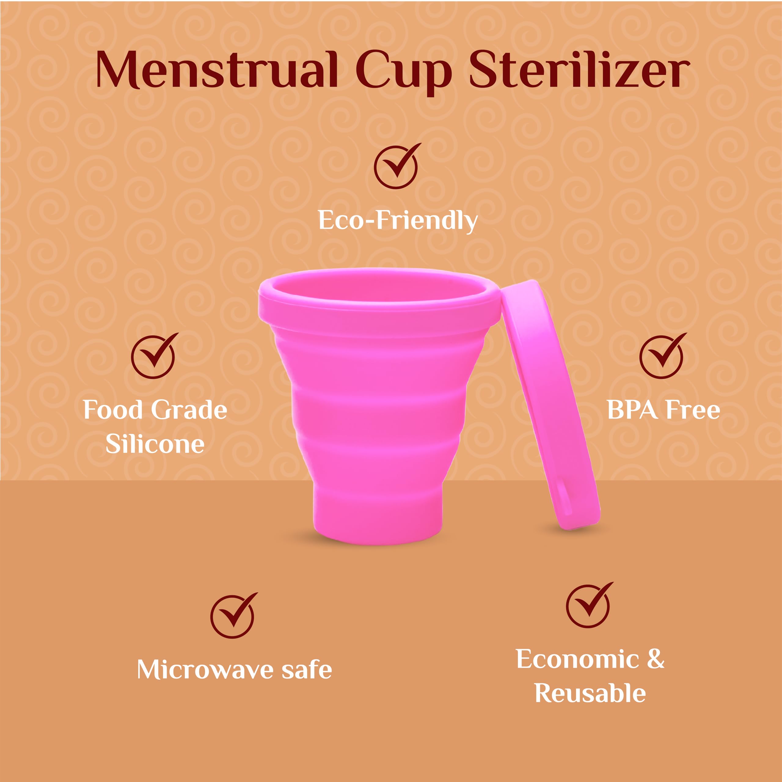 Senzicare Large Reusable Menstrual Cup with Collapsible Sterilizer & Cup Wash | 10H Leak‑Proof, No Rashes or Odour | Medical‑Grade Silicone, FDA Approved Period Care Combo (Large)