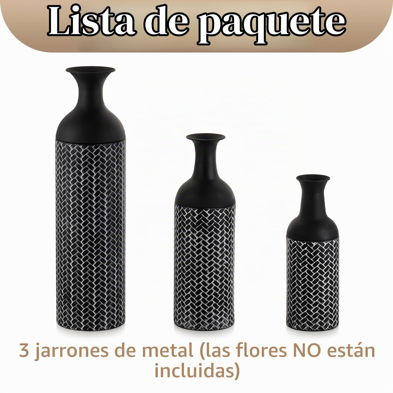 Sziqiqi Jarrones de Suelo Negros: 68/51/41 cm Altos Metal Jarrón de Suelo Juego de 3 Jarrones de Suelo Grande para Sala Vintage Jarrone de Suelo para Chimenea Pasillo Esquina Oficina
