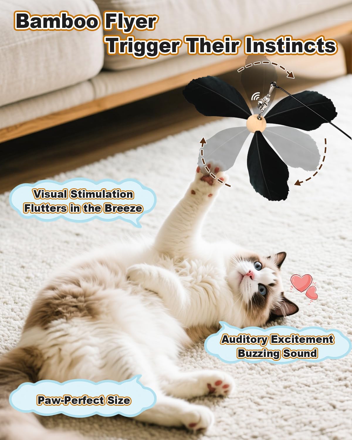 Katzenfeder-Spielzeug, verbesserter Saugnapf, Katzenspielzeug für den Innenbereich, interaktiver Katzenstab, 2 Arten von Türhängern, Katzenschnur, Spielzeug, 12 Stück Angelruten-Federn