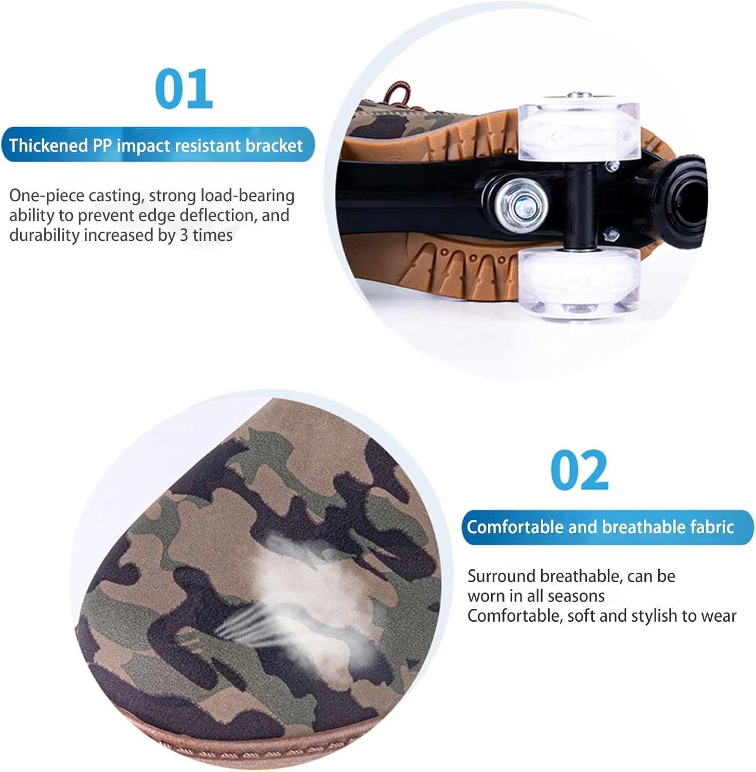 Adult Double Row Roller Skates for Women Outdoor and Indoor Beginners Men High-Top Roller Blades(Camouflage+Black Wheel,9)