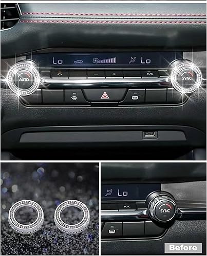 Miniatura 3 de Bling botón de CA con control de clima brillante, accesorio interior grande para Mazda 3 (2019-2021) Mazda CX-5 (2019-2021) Mazda CX-9 Grand Touring