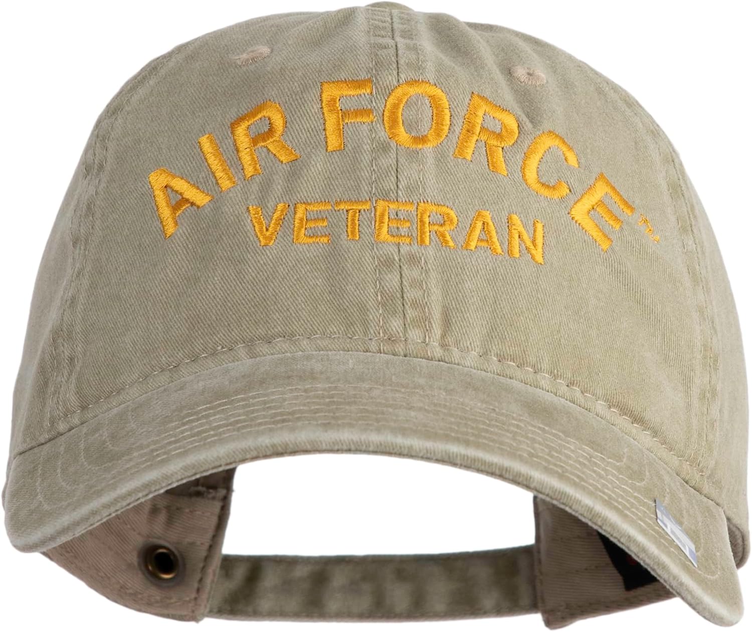e4Hats.com Air Force Veteran Text Embroidered Washed Solid Pigment Dyed Cotton Twill Brass Buckle Cap