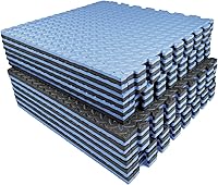 AIRHOP 0.79" Extra Thick High-Density EVA Foam Gym Mats - 48 Sq Ft 12 Interlocking Puzzle Tiles for Home Gym, Black & Blue