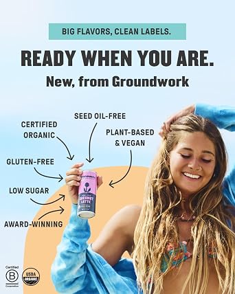 GROUNDWORK Organic Mocha Cold Brew Latte - Vegan - 8 Fl Oz Cans (12 Pack)