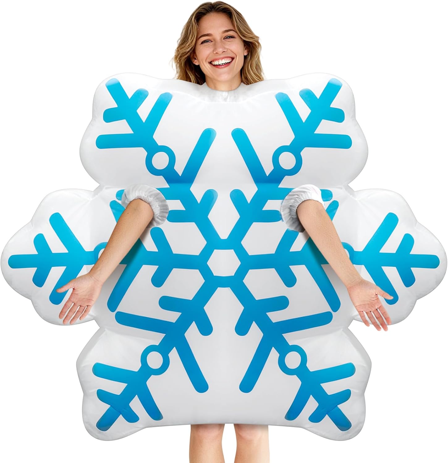 Eyourlife Winter Inflatable Snowflake Costume Blow Up Snowflake Cosplay Costume for Winter Decorations Wonderland Frozen Party Cosplay Outfit for Adult Men Women Dress Up Supplies