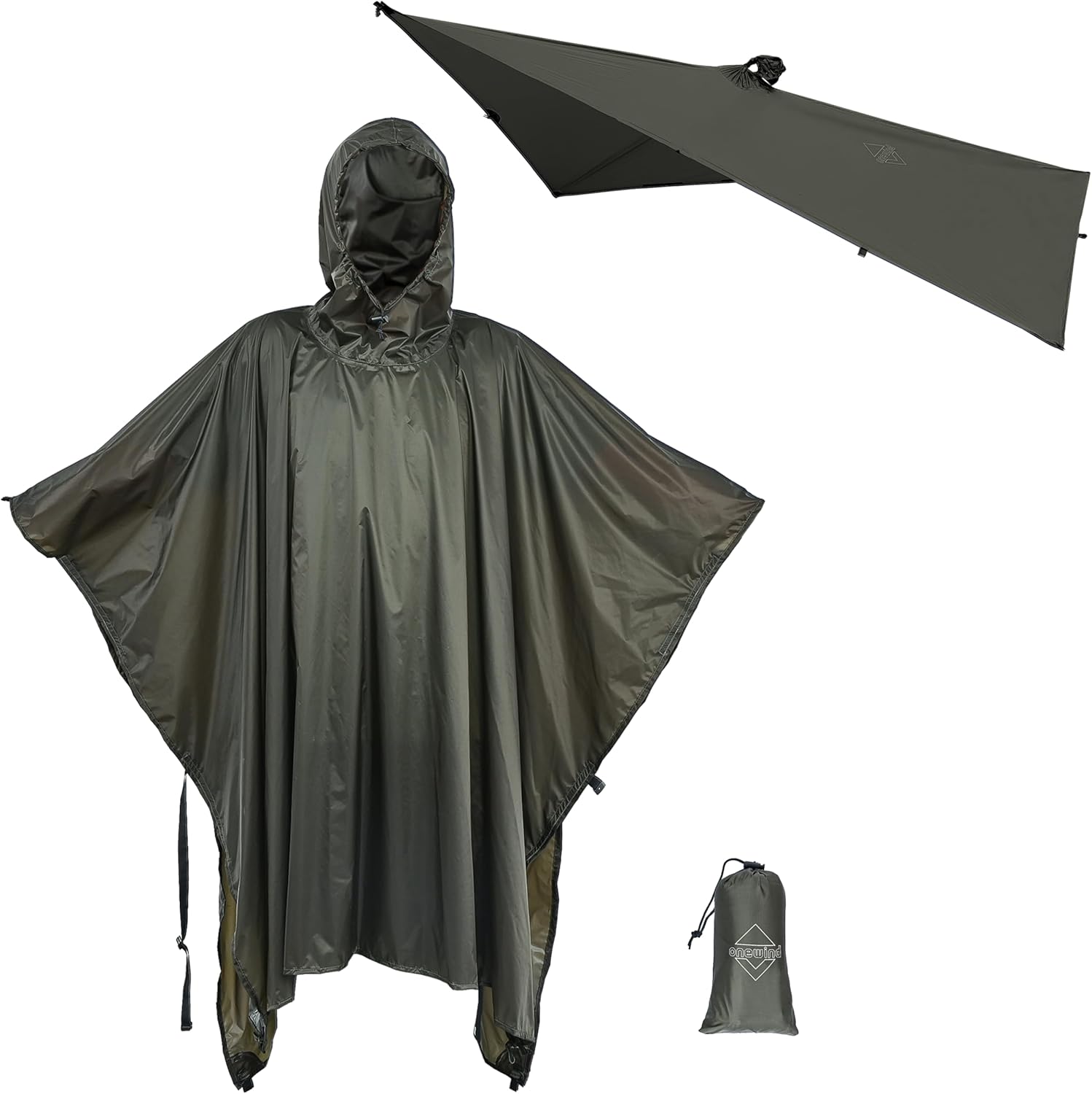 onewind Hooded Rain Poncho for Men and Women Versatile