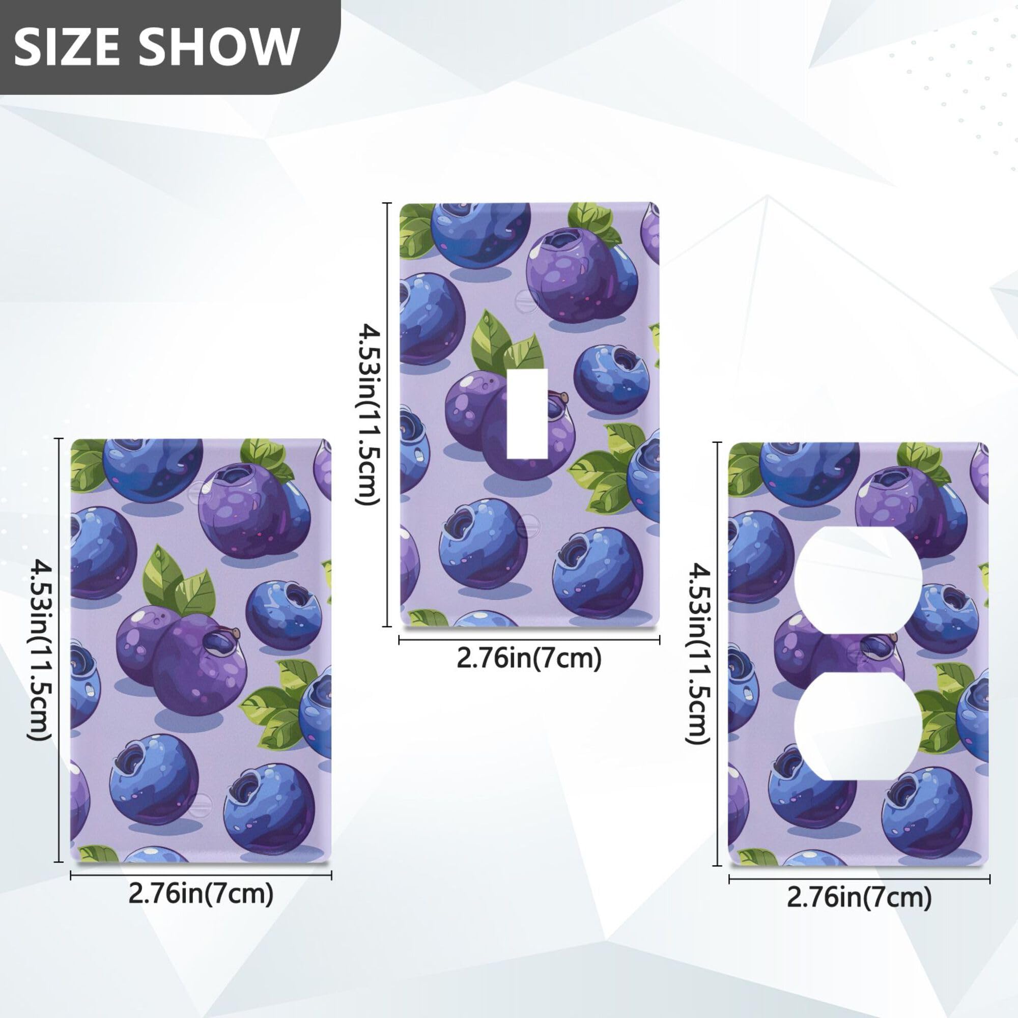 xigua Unused Outlet Wallplate Cartoon Blueberries Switch Wall Plate Cover,Decorative Outlet Cover Switch Cover for Home Office Bedroom 4.53