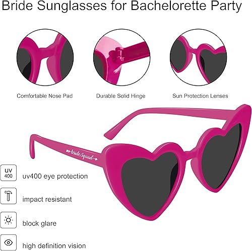 Miniatura 4 de PartyGifts&beyond Gafas de sol de despedida de soltera con forma de corazón, paquete de 10 lentes de sol para despedida de soltera