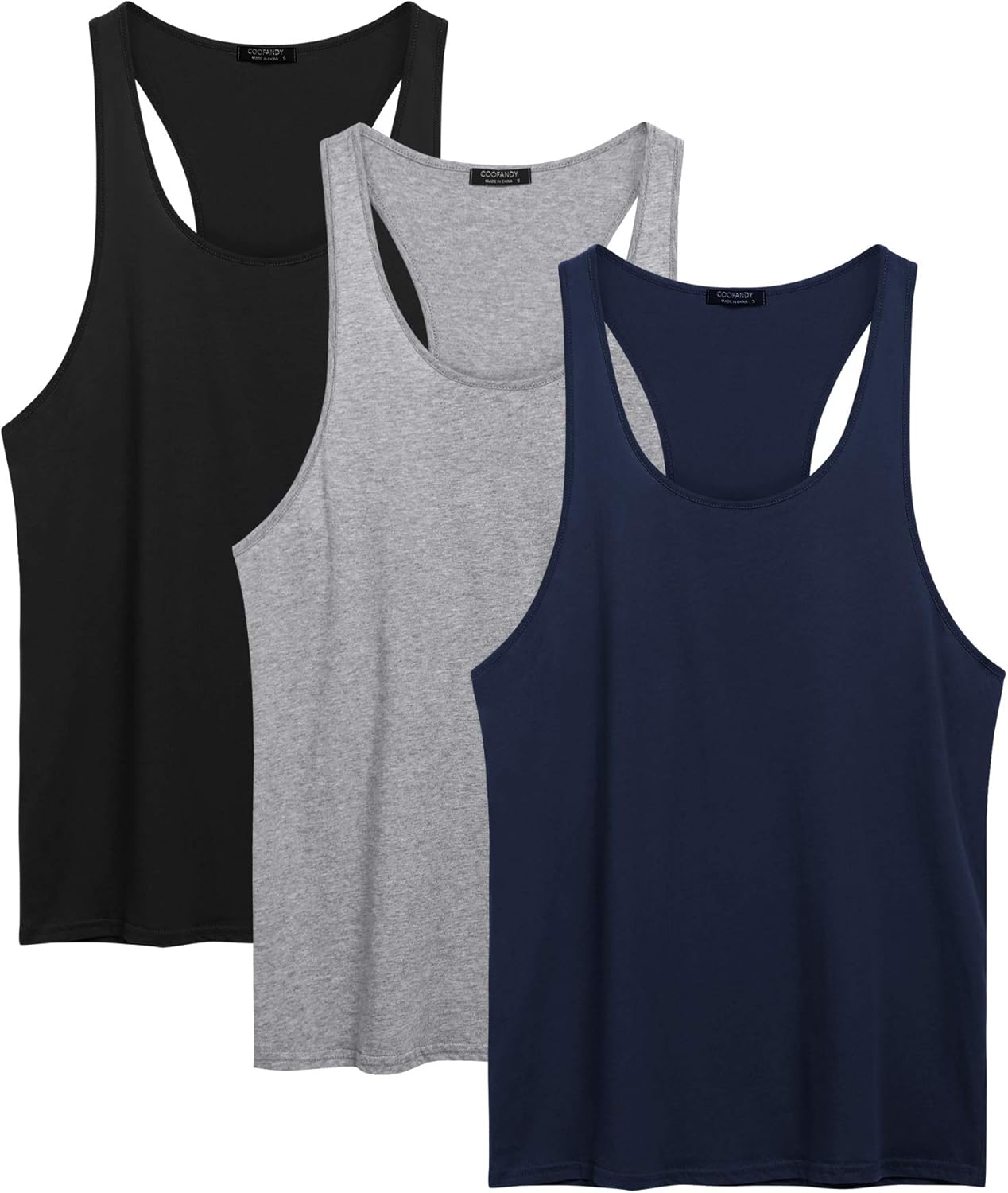 COOFANDY Men's 3 Pack Tank Tops Cotton Performance Sleeveless Casual Classic T Shirts - Image 4