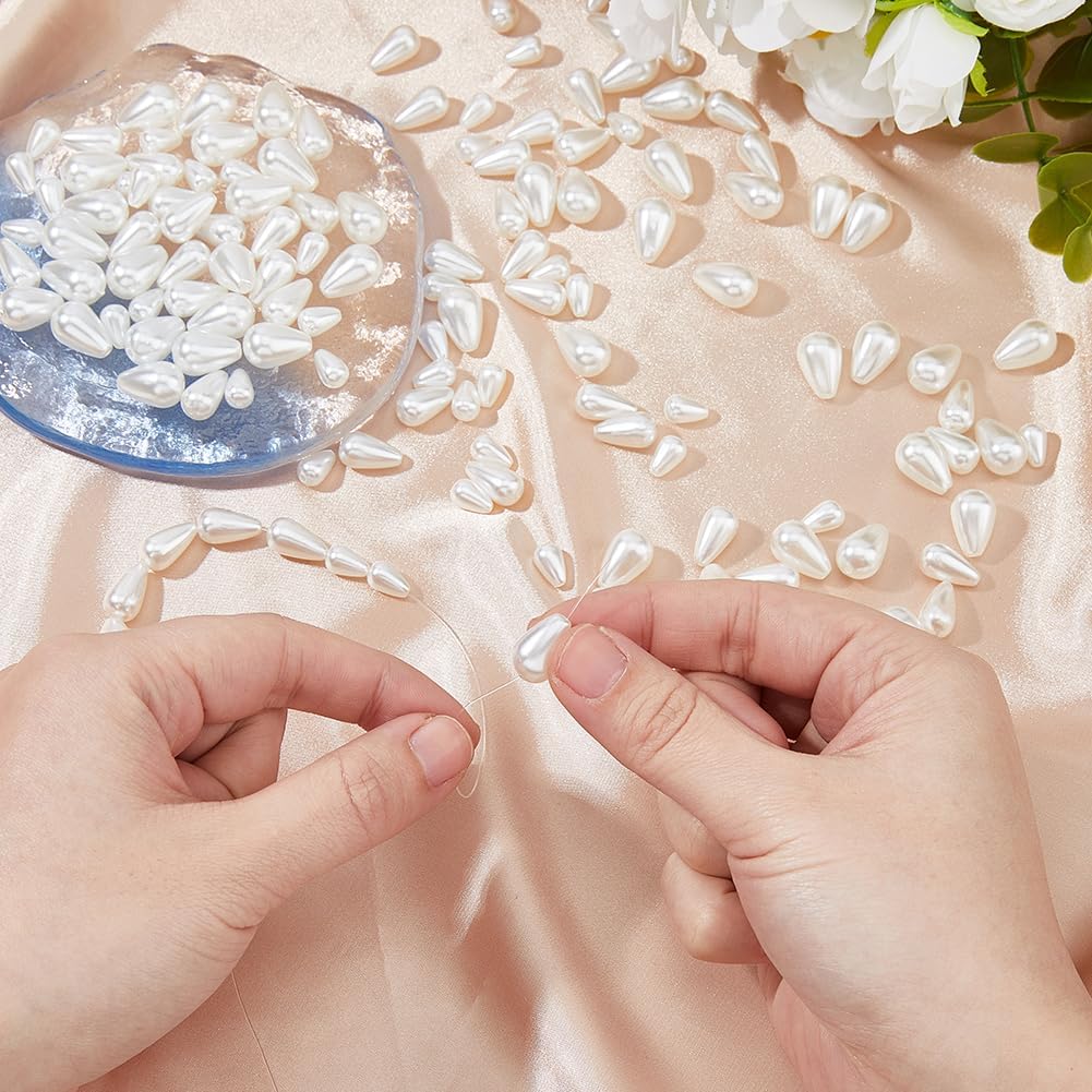 DICOSMETIC 150Pcs 3 Sizes Water Drop Pearl Beads Plastic Faux Pearl Teardrop Beads Gainsboro Loose Beads for DIY Crafts Jewelry Making Bracelets Necklaces Earrings - Image 3