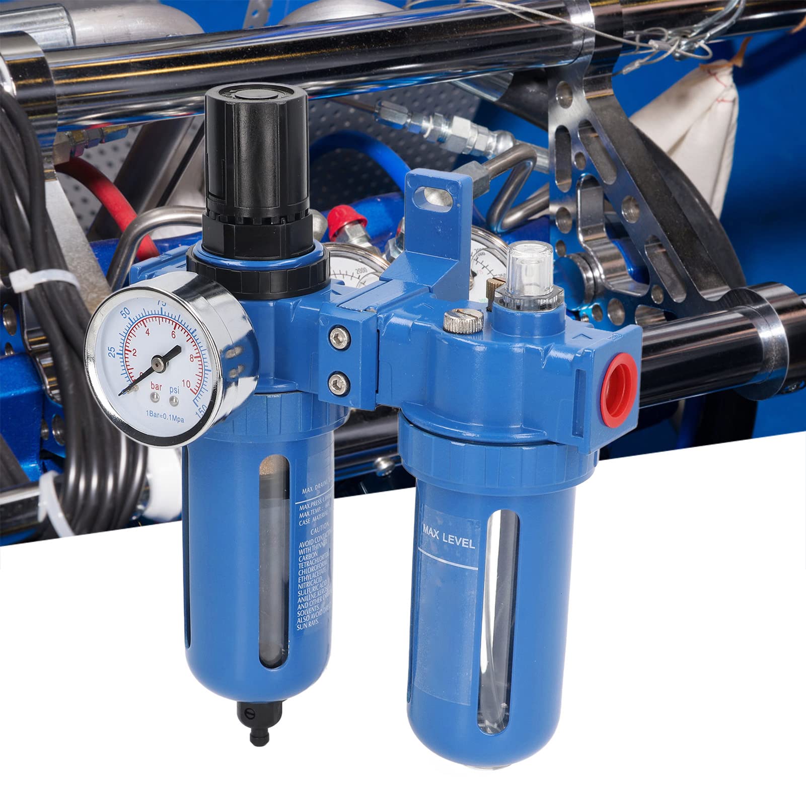 Regulador de Filtro de Aire Comprimido, Separador de Agua de Compresor de Aire a Prueba de Fugas de Ajuste de Presión Preciso para la Industria (1/2 NPT)