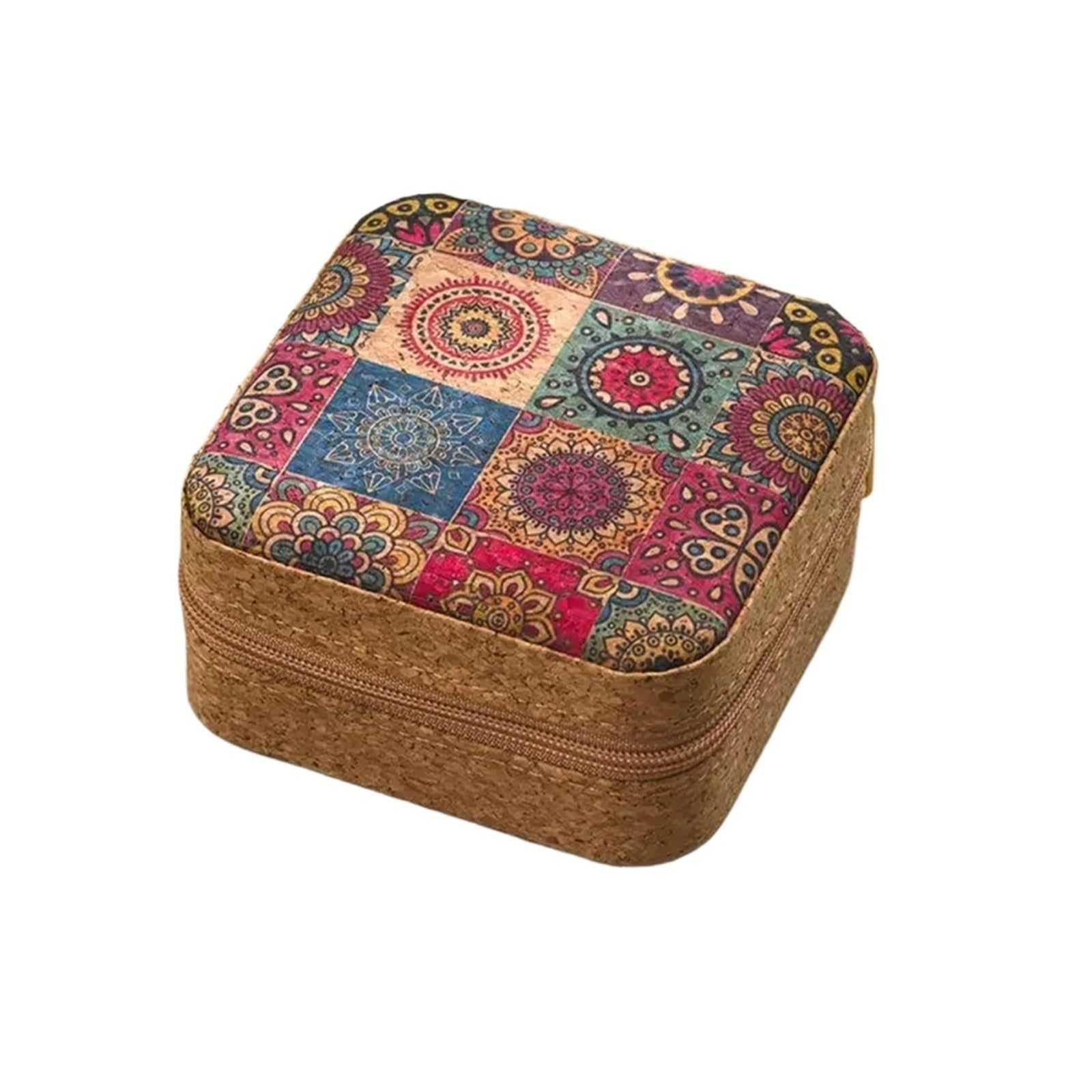 ESTDKMNOS Portable Jewellery Case， Cork Jewellery Box Travel Organiser Display Rings Necklaces Earrings Multi Styles(Style2)