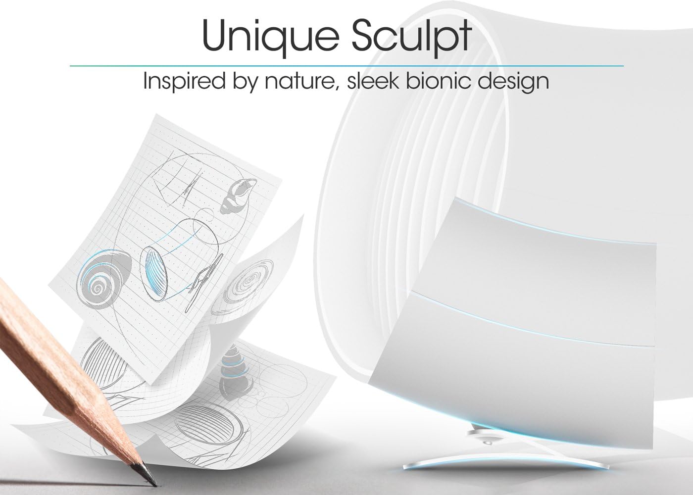 Aikoper Desk Fan, USB Small Table Personal Electric Fan with Twin Turbo, 2 Speeds and Unique Design for Office, Home (White)