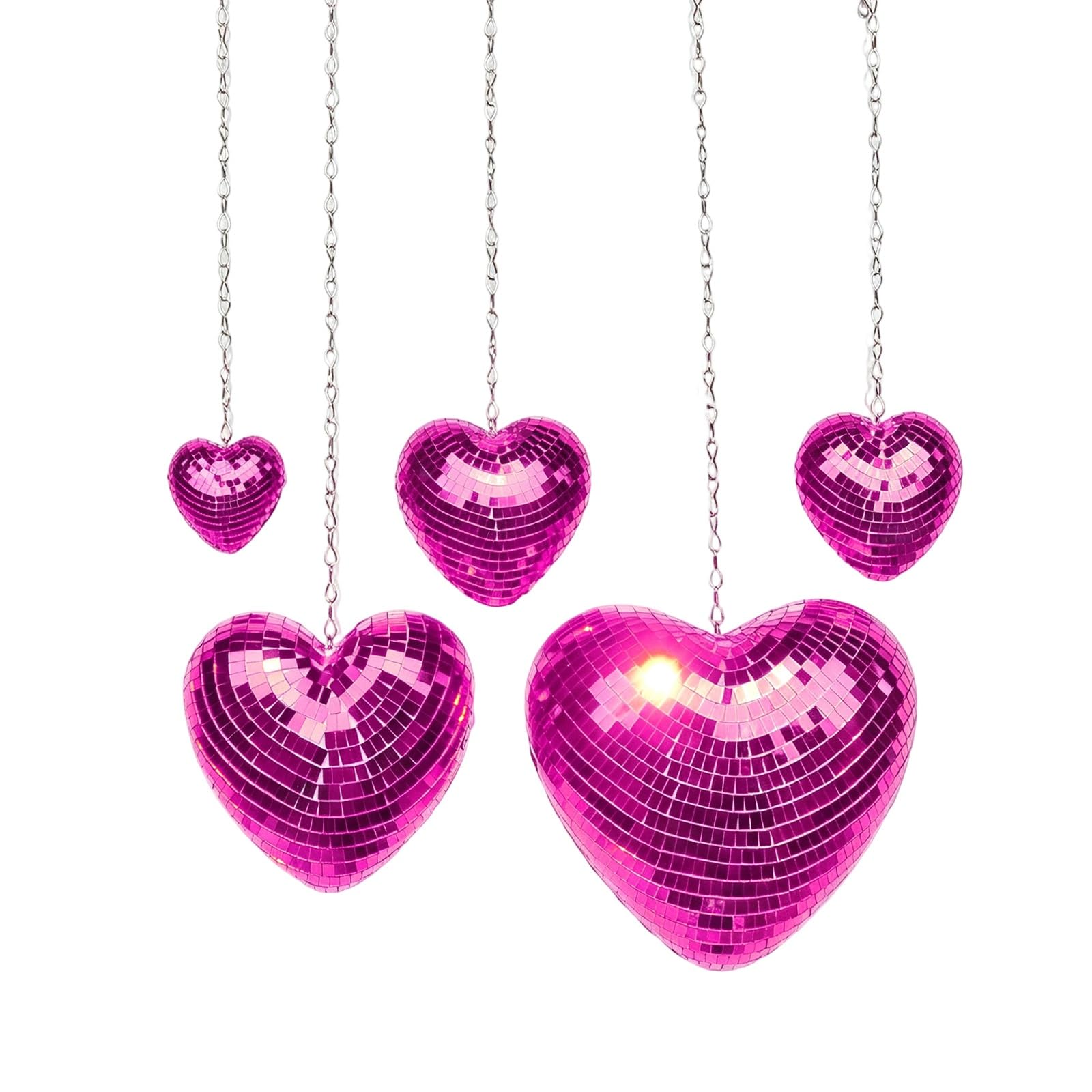 Juego de adornos de corazón inspirados, decoración de metal con espejo, 5 piezas de exhibición en para habitación, foto, telón de fondo, estilo colgante, bola de espejo, decoración de bola de de