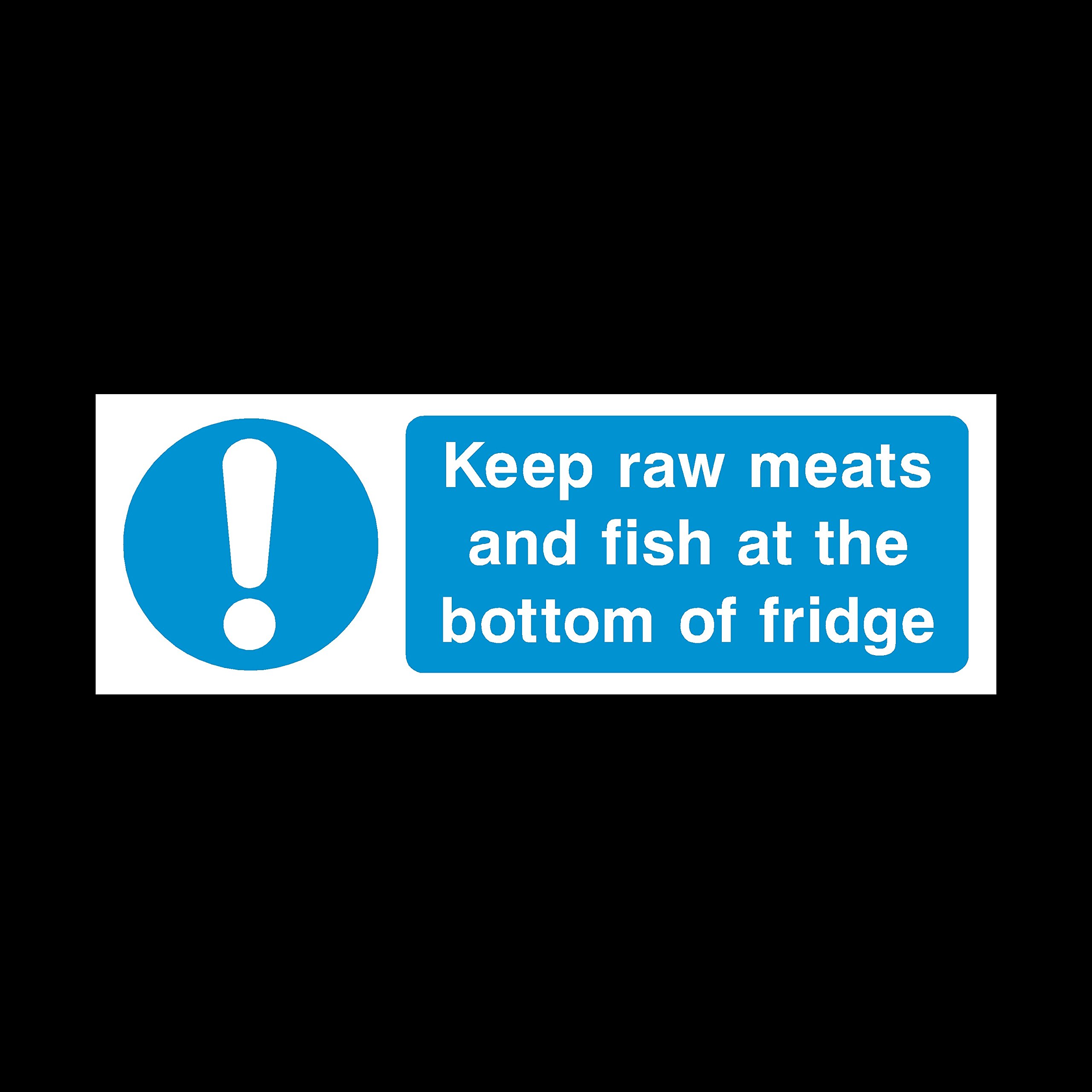 Ussp&S 2X Raw Meats & Fish At Bottom Of Fridge Sign 300Mm X 100Mm - Plastic Sign (Misc78)