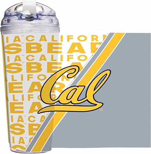 Miniatura 116 de Rico Industries NCAA - Vaso de acrílico estándar de 24 onzas con tapa con bisagras, vaso de doble pared con licencia oficial y popote