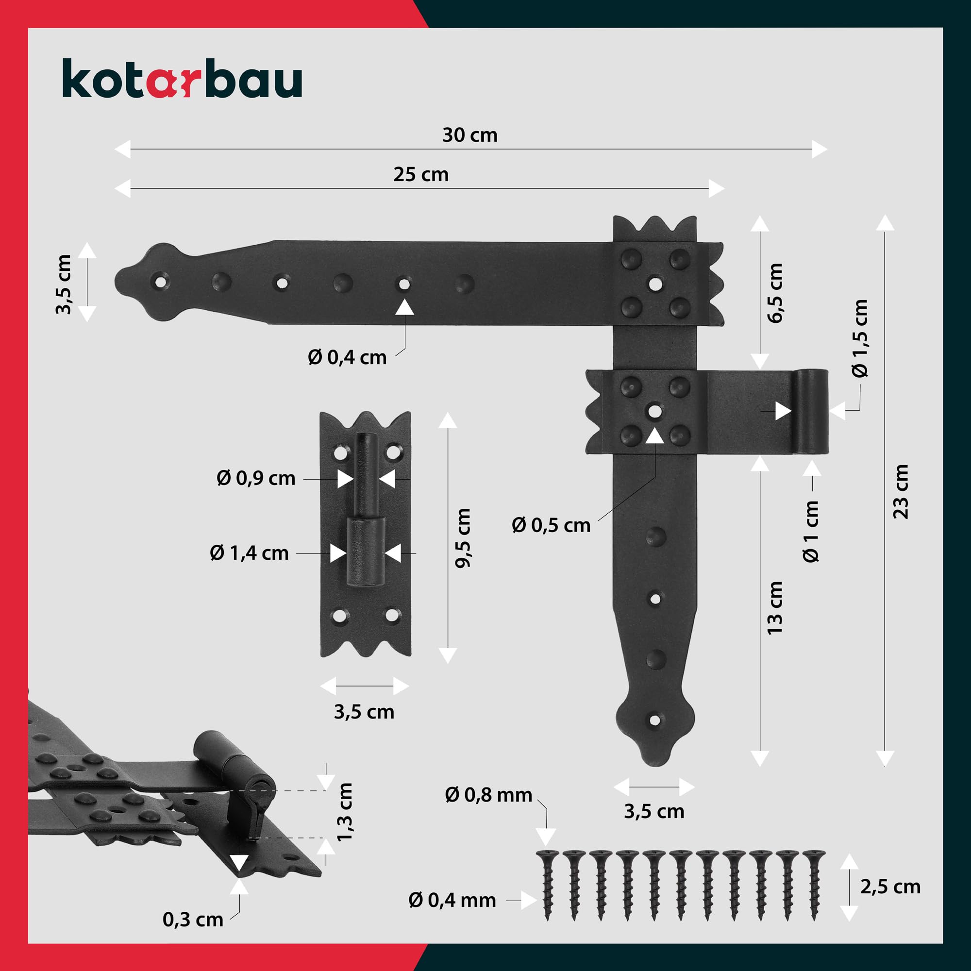 KOTARBAU® Fascia angolo finestra 250 x 230 mm con serratura 4 pezzi angolo piatto angolo cerniera connettore angolo morsetto nastro cardine decorativo rivestimento in polvere nero