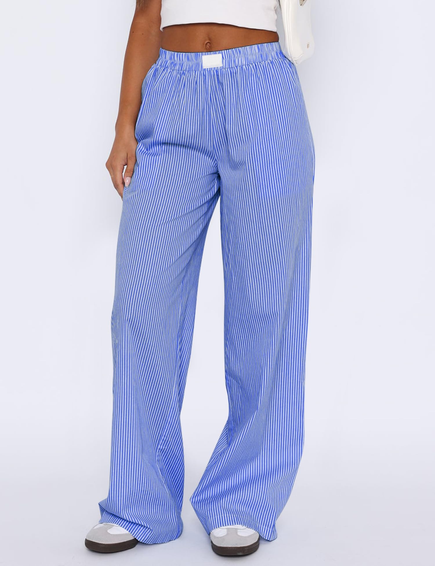 Rapbin Pantalon de pyjama long pour femme - En coton - À carreaux - Doux - Avec poches