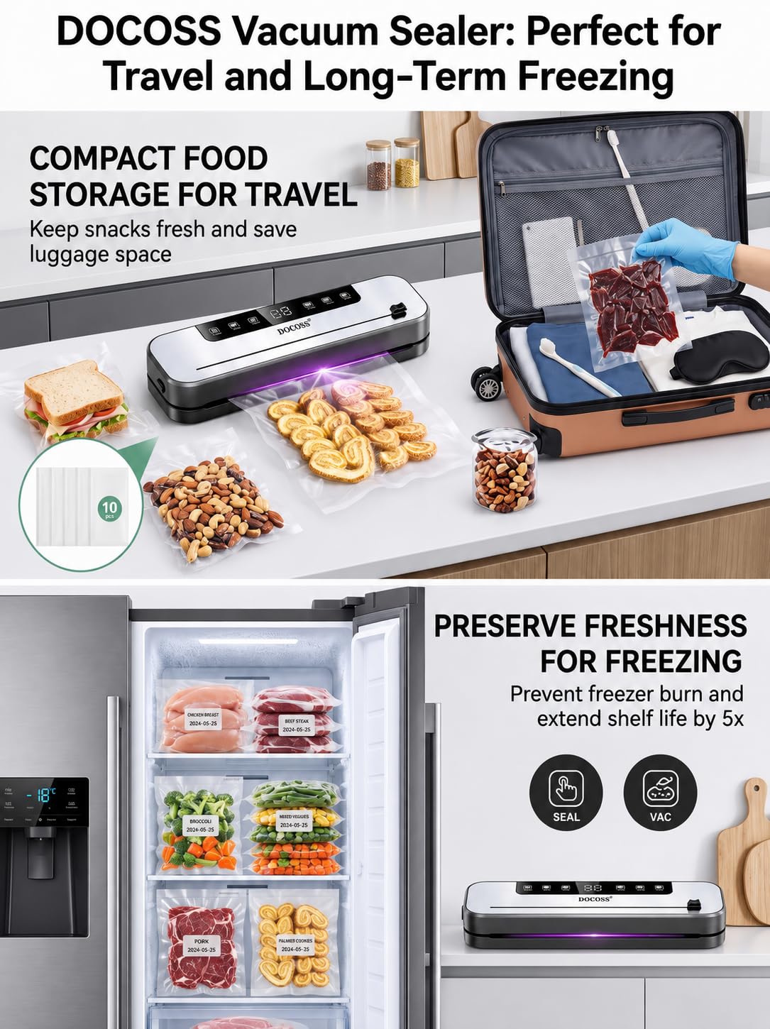 Docoss Vacuum Sealer - Keep Food Fresh! -7