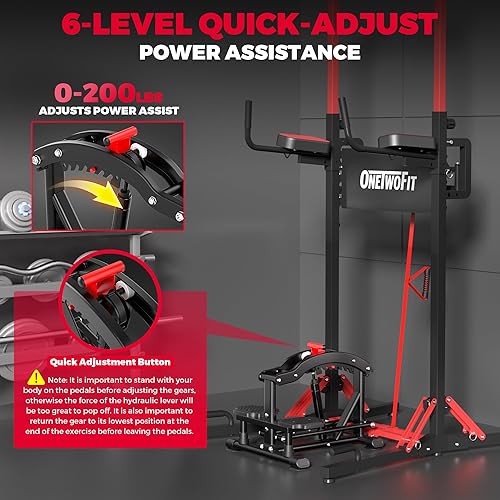Miniatura 4 de ONETWOFIT Máquina de asistencia para dominadas de 660 libras, asistencia eléctrica ajustable multifunción para barra de dominadas, torre de