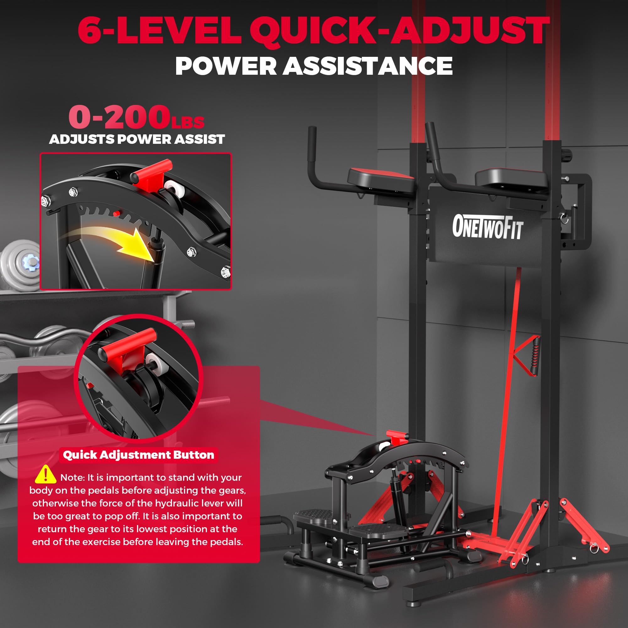 ONETWOFIT Power Tower pieghevole Dip Station Barra per trazioni, Regolabile in altezza Multifunzione stazione di potenza per la Palestra di casa Allenamento Ginnastica espandibile