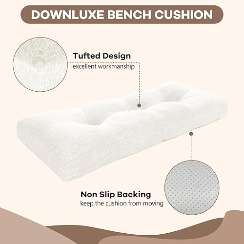 Miniatura 2 de downluxe Cojín de banco de interior para muebles de interior, cojín de asiento de banco de espuma viscoelástica con textura copetudo,