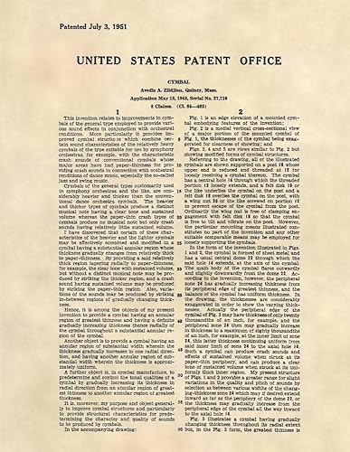 Miniatura 2 de Estampados de patentes - Platillo Zildjian vintage - Arte de pared musical - Póster artístico de patente (8.5 x 11) - 300