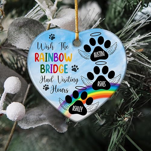 Miniatura 6 de Adornos conmemorativos para mascotas, adorno conmemorativo de pérdida de perro, adorno de huella de pata, adorno de cerámica de puente de arco iris,