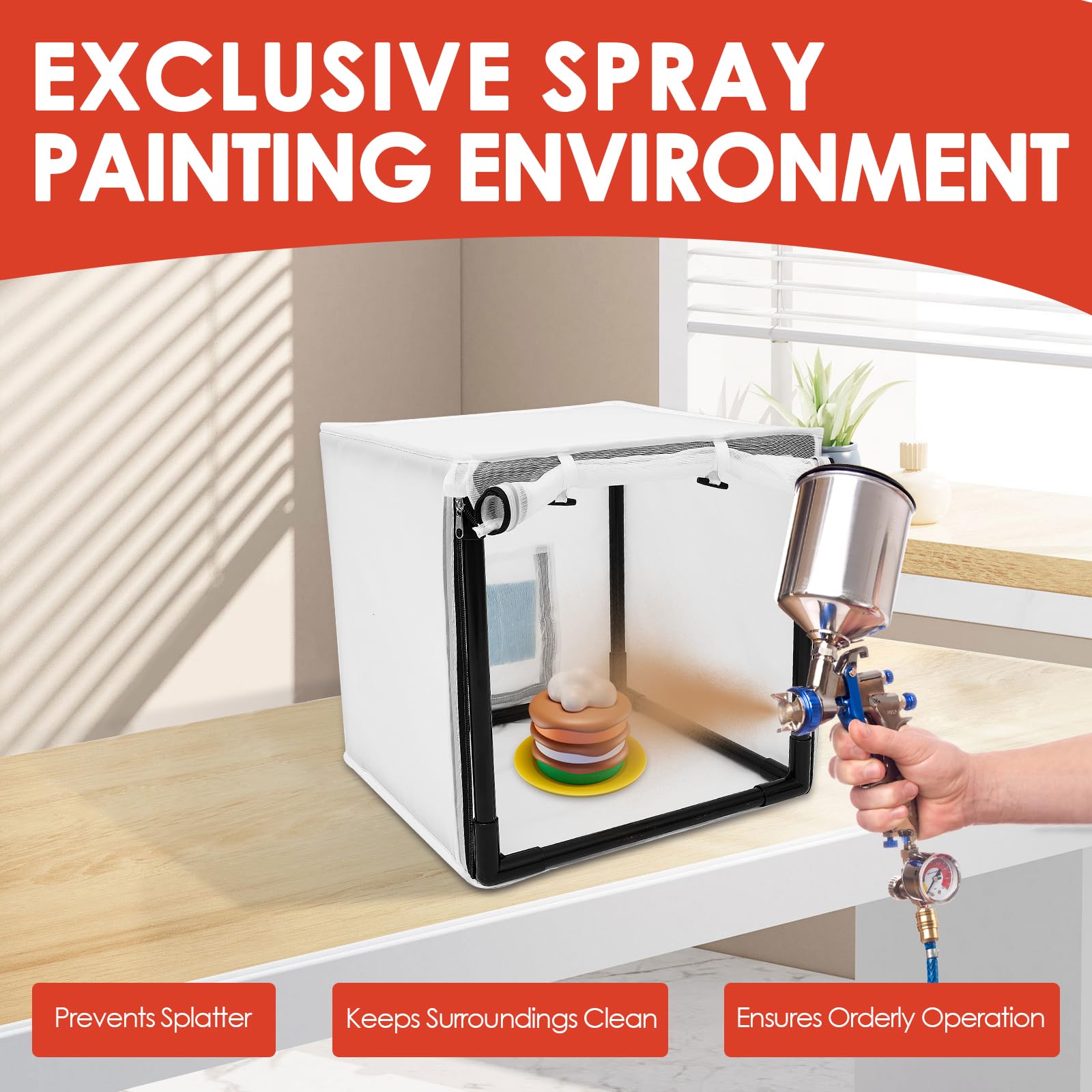 Airbrush Lack Spray Booth 15/29.5 Zoll abnehmbar tragbar für DIY Projekte Fernsteuerung Spielzeugauto weiß
